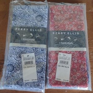 Perry Ellis Blue and Red Bandanas Set(6)